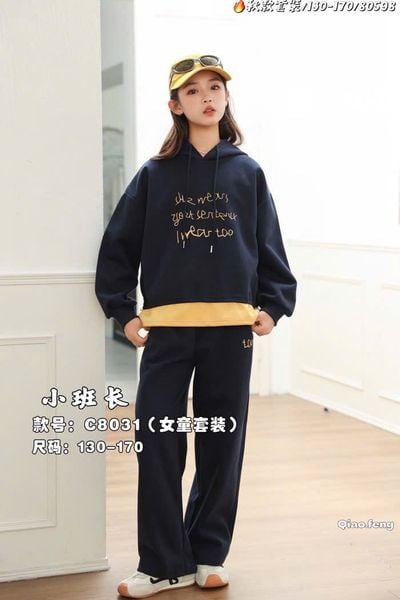 BBG03 - Set bộ nỉ hai da dòng đại nhiều màu cho bé gái size 130-170