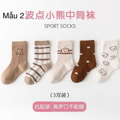 SH2511PK01 - Set 5 đôi tất Minliu Kidsocks dành cho trẻ em, chất liệu cotton+polyester+spandex, NSX Man Luu Textile Company Limited