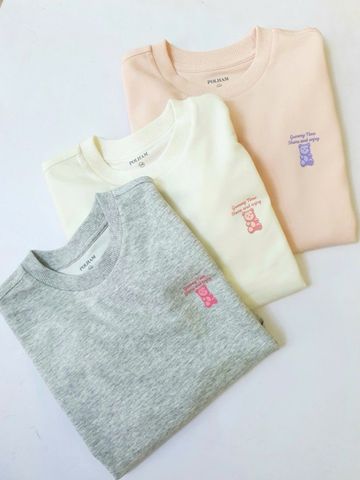 ABG22 - Áo nỉ Polham trơn in logo nhỏ nhiều màu cho bé size 120-170