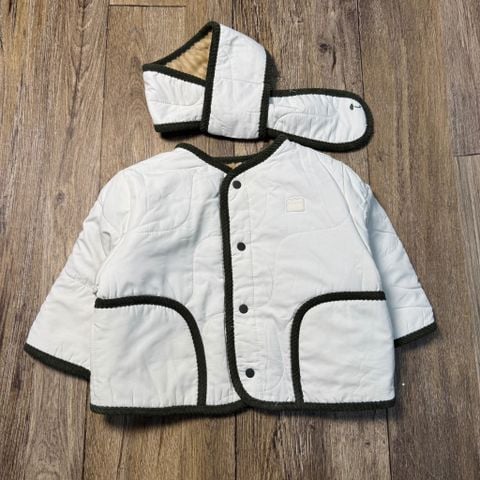 AK45 - Áo khoác MM trắng ngà lót lông kèm khăn mặc 2 mặt cho bé size 90-120