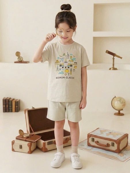 BM2603ST03 - Bộ quần áo Beemon cổ tròn cho bé size 120-170