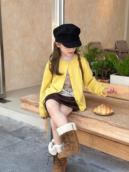 AK41 - Cardigan len AMBB trơn, kẻ nhiều màu cho bé gái size 90-160