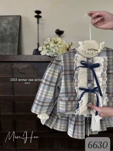 6630 - Set dạ nơ kẻ 2 màu cho bé size 90-130