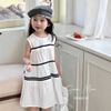 S3464 - Váy Sara Min thô kẻ sọc ngang 2 màu trắng/navy bé gái size 2-12y
