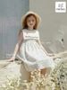 MLSDCC.7469 - Váy linen sát nách Melisa màu kem hoa dây cổ yếm trắng thêu size 2 - 11y