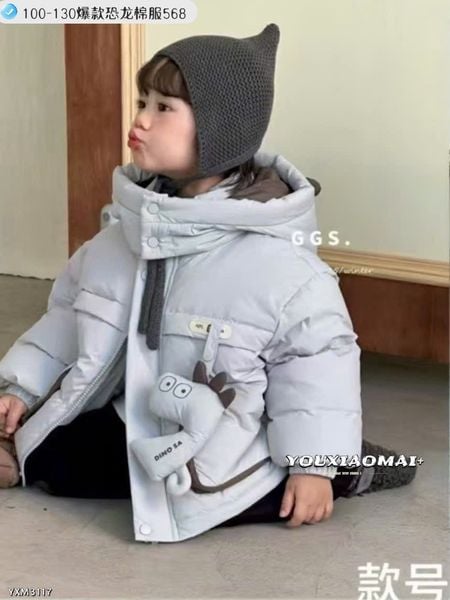 568 - Áo khoác phao khủng long nhiều màu cho bé trai size 100-130