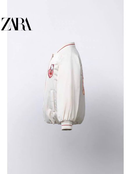 AK63 - Áo khoác bomber Hello Kitty màu be vải chống thấm size 2-6y