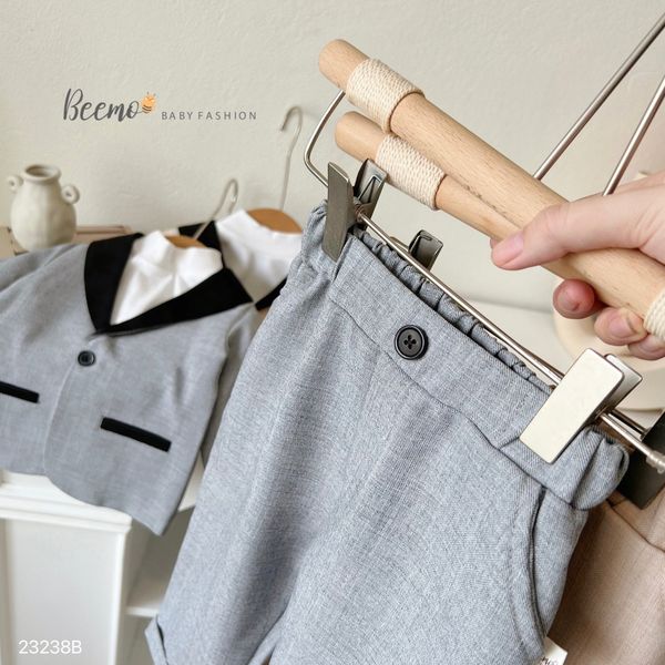 BBT371 - Bộ vest Beemo phối cổ phối viền túi đen 2 màu size 80 - 130