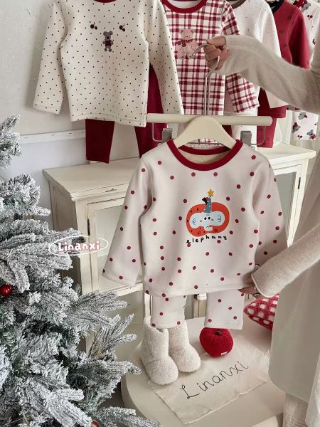 88437 - Bộ nỉ Linanxi dày ấm chủ đề noel nhiều mẫu cho bé size 90-140