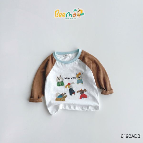 6192ADB - Áo cotton Beemo raglan Nice Dog nhiều màu bé trai size 1-6y