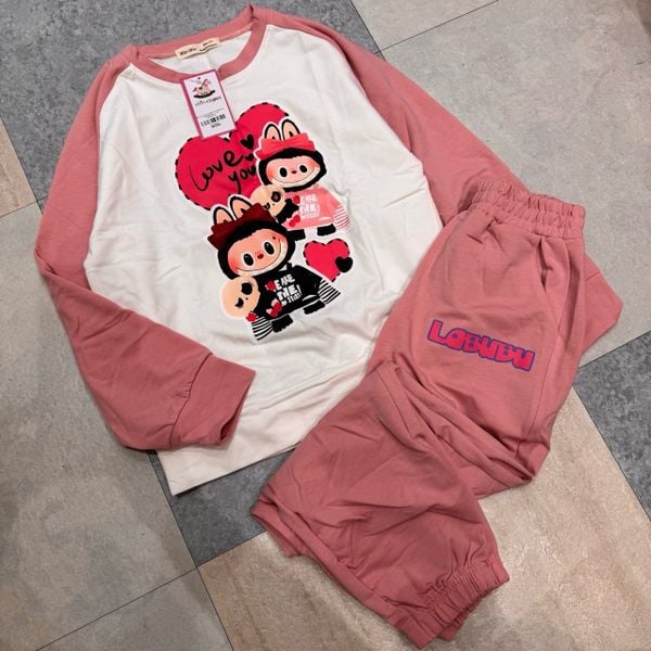 2410.8 - Bộ da cá Win Win dài tay phối màu capy và labubu size 1-14y