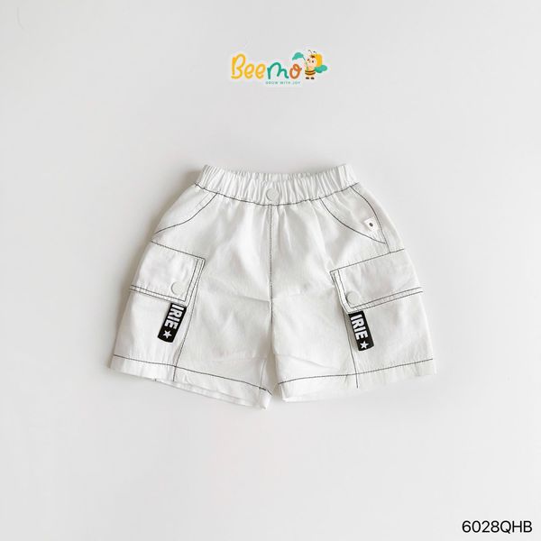 6028QHB - Quần short kaki Beemo kẹp dây trang trí cho bé size 1-6y