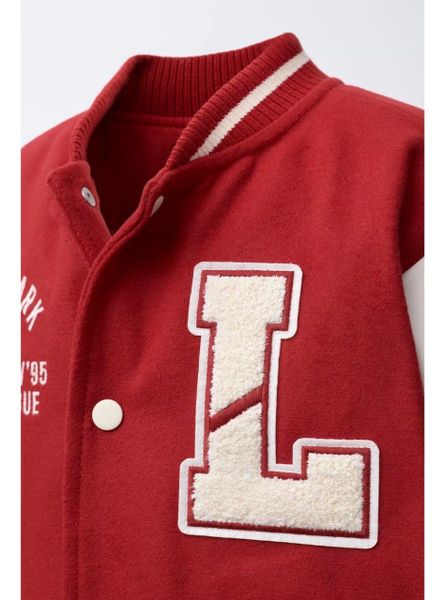 AK02 - Áo khoác bomber màu đỏ chữ L bé trai size 1-6y