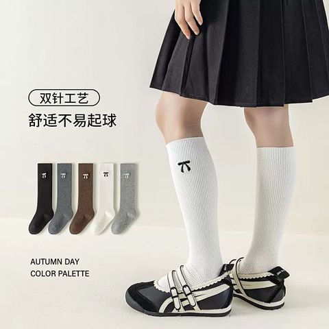 SH2511PK02 - Tất chân len đính nơ cao cỏ, chất liệu cotton + spandex, màu sắc: Trắng, đen, be, nâu, ghi, NSX Thu Truc Sock Processing Factory.