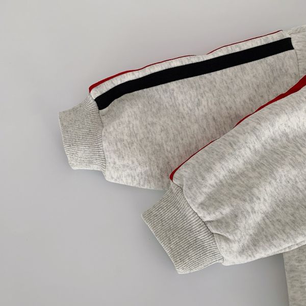 H0619 - Bộ nỉ lót nỉ đại Hàn Maibaokids 2 màu ghi/navy cho bé size 90-140