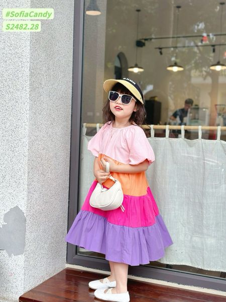 V00036 - Váy Sofia Candy thô tay bồng phối nhiều màu size 1-10y