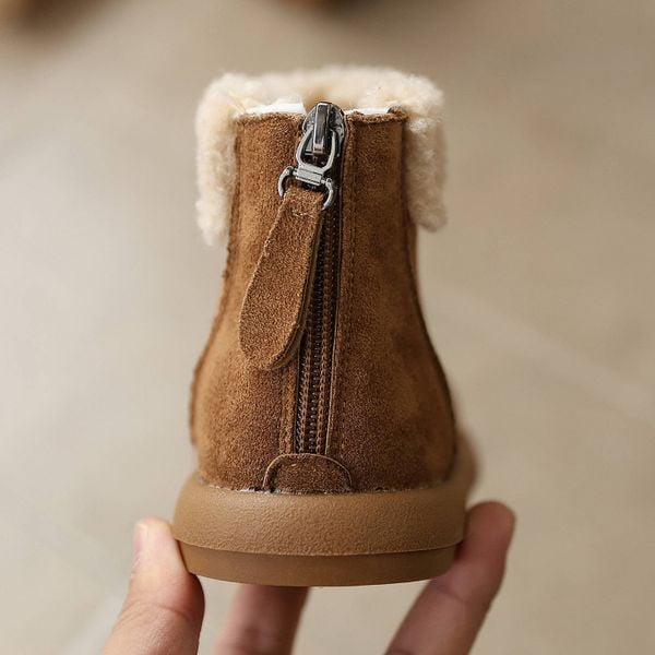 912 - Bốt da lộn viền lông 3 màu cho bé size 23-36