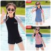 2198 - Bộ bơi rời cộc tay Yuke 3 màu phối tay in chữ ngực size XL - 6XL