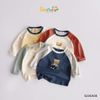 6226ADB - Áo cotton Beemo tay raglan hình gấu học giả nhiều màu size 1-6y