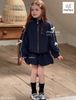 MLS 5673 - Bộ gió Melisa áo khoác navy nơ + chân váy liền quần size 2-12y