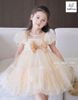 MLS 5324 - Váy công chúa Melisa màu be sao đính nơ bé gái size 2-12y