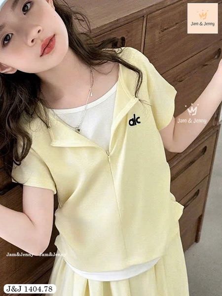 BJJTC.1405 - Set 3ct Jam & Jenny áo trắng + bộ ghi/vàng cho bé gái size 2-12y