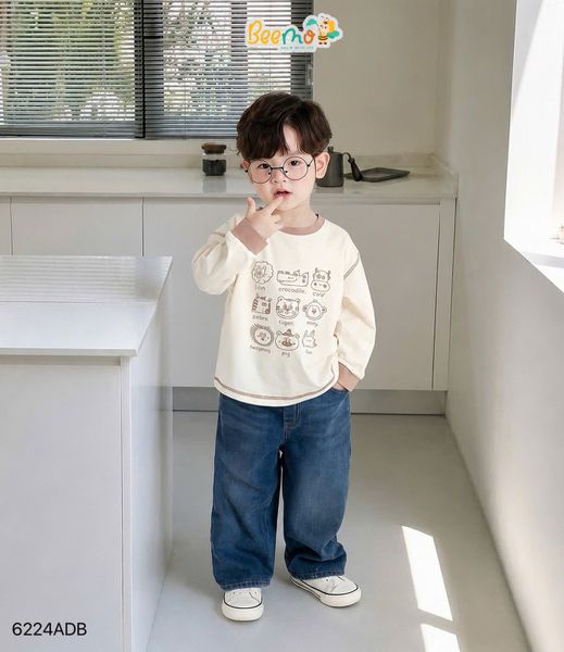 6224ADB - Áo T-shirt Beemo cotton khám phá muôn thú size 1-6y