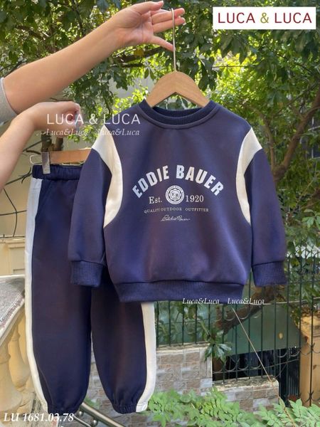 Lu 1681 - Bộ nỉ hai da Luca phối tay Eddie Bauer 2 màu bé trai size 2-12y