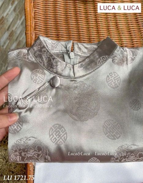 AD03 - Áo dài Luca & Luca màu ghi + quần trắng cho bé trai size 2-12y