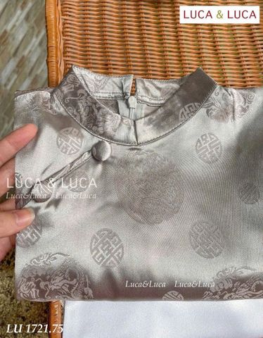 AD03 - Áo dài Luca & Luca màu ghi + quần trắng cho bé trai size 2-12y