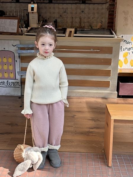 24A169 - Áo len dệt kim cho bé gái (áo chui đầu), chất liệu sợi tổng hợp size 90-160, không thương hiệu, NSX Huzhou Zhili Kujun Clothing Co., Ltd