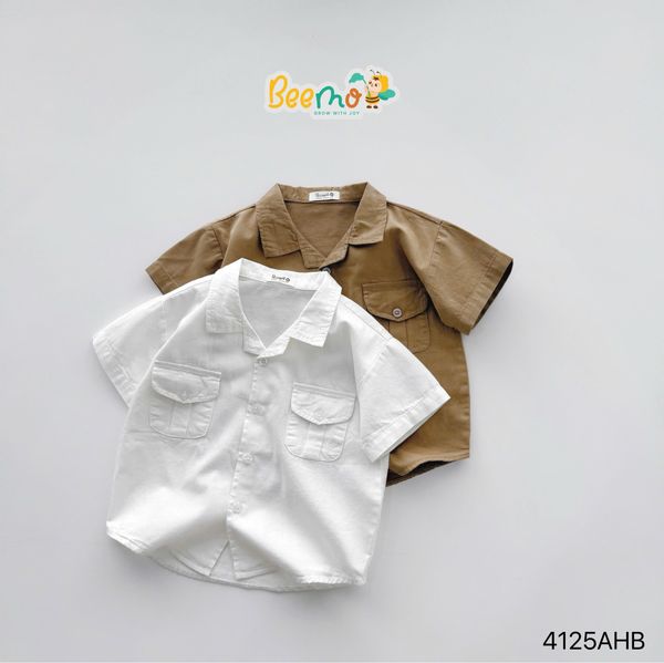 4125AHB - Áo sơ mi be vẻ Beemo 2 túi súp trước ngực size 80-130