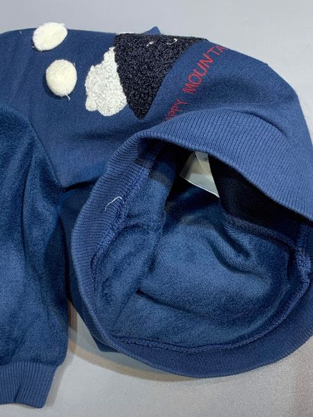 ABT116 - Áo nỉ lót lông kiabi màu xanh happy mountain bé trai