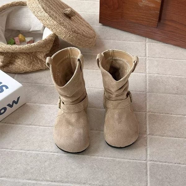 X09 - Bốt da lộn cổ cao vừa nhiều màu cho bé size 23-34