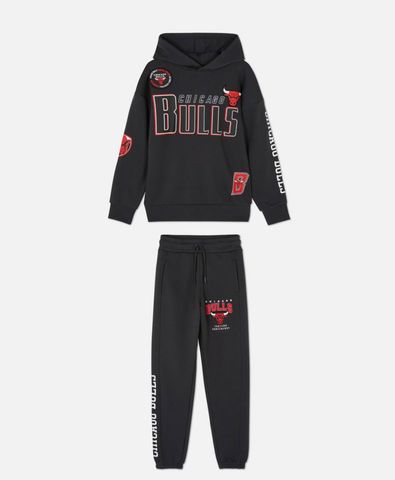 B02 - Bộ nỉ hoodie màu đen N.B.A bé trai size 8-15y