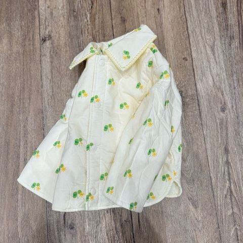 AK42 - Áo khoác phao chần bông MM màu kem hoạ tiết xanh bé gái size 100-120