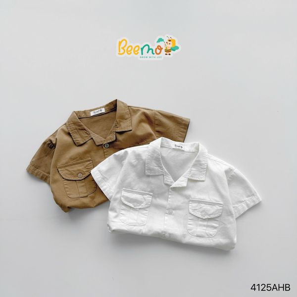 4125AHB - Áo sơ mi be vẻ Beemo 2 túi súp trước ngực size 80-130