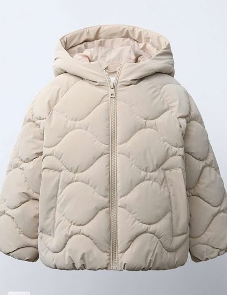 AK32 - Áo khoác phao vải chống thấm 2 màu be/ hồng tím bé gái size 1-6y