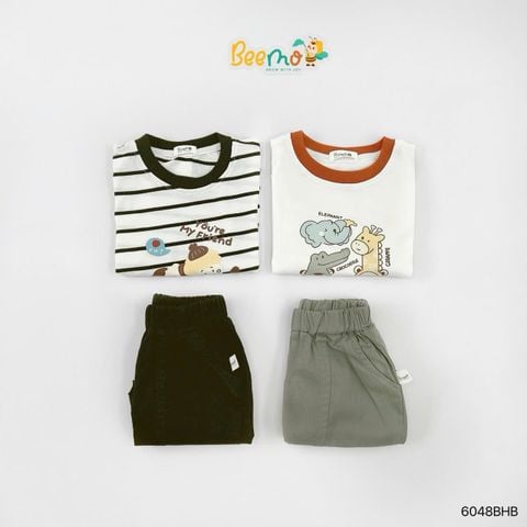 6048BHB - Bộ thun Beemo in con vật ngộ nghĩnh size 1-6y