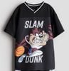 ABT49 - Áo thể thao cổ tim màu đen Slam size 2 - 8y
