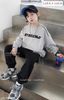 LU 1700 - Bộ nỉ Luca áo ghi in chữ 2 mặt + quần đen size 2-12y