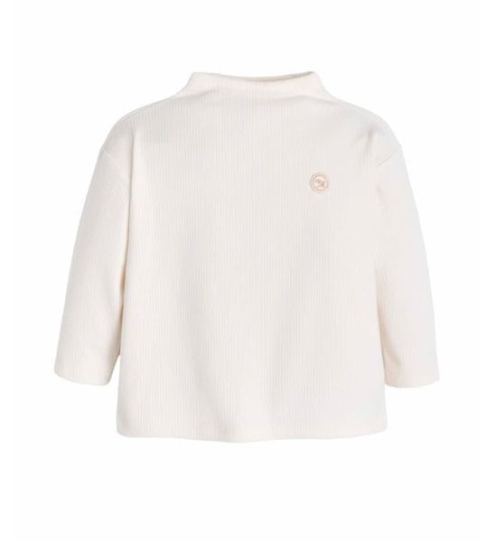 ABG34 - Áo cổ leo MM vải nỉ len 2 màu xanh/kem cho bé size 100-140