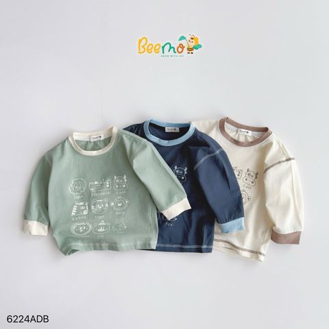 6224ADB - Áo T-shirt Beemo cotton khám phá muôn thú size 1-6y