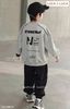 LU 1700 - Bộ nỉ Luca áo ghi in chữ 2 mặt + quần đen size 2-12y