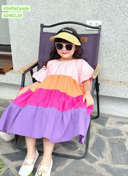 V00036 - Váy Sofia Candy thô tay bồng phối nhiều màu size 1-10y