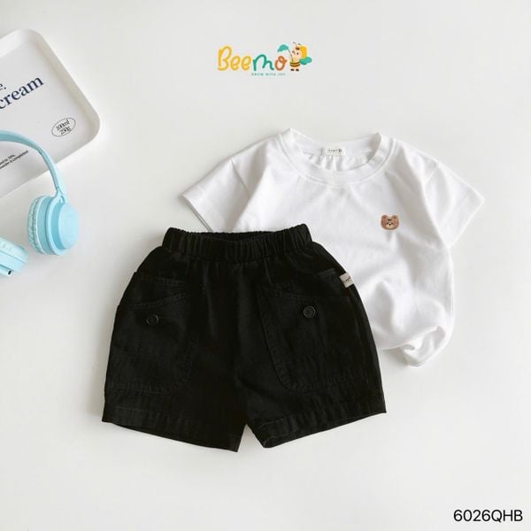 6026QHB - Quần short kaki Beemo túi kiểu bé trai size 1-6y