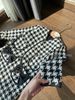 V00169 - Set áo khoác + váy dạ tweed họa tiết gingham trắng đen size 1 - 10y