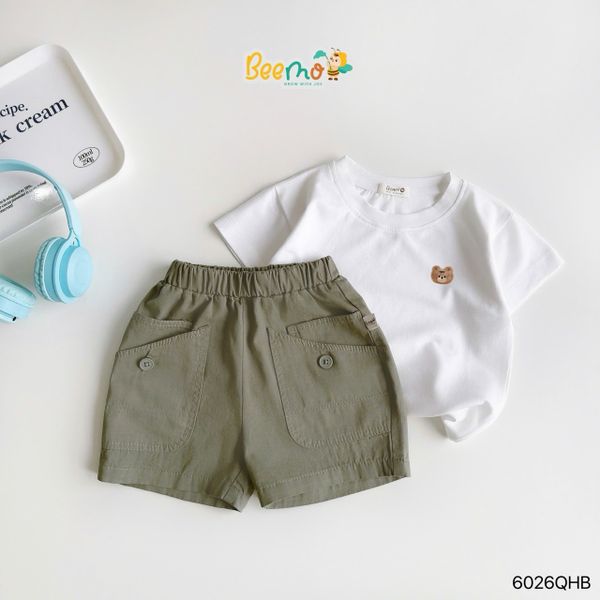 6026QHB - Quần short kaki Beemo túi kiểu bé trai size 1-6y
