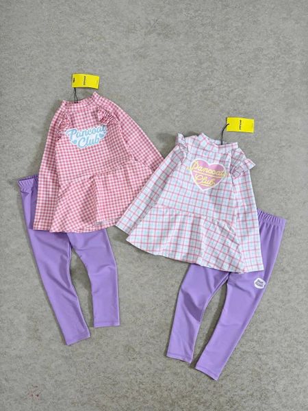 DB00038 - Bộ bơi dài tay Pancoat Club áo kẻ caro 3 màu - quần tím size 3 - 13y