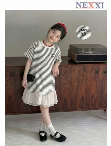 2601.4 - Váy suông borip Win Win tủng nơ ánh kim size 3-14y
